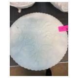 White Glass Plate with Rose Motif