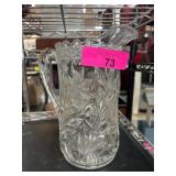 Clear Glass Pitcher with Floral Motif