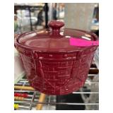Longaberger Red Glazed Stoneware Covered Dish