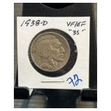 1938-D Buffalo Nickel VF/EF