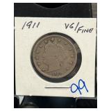 1911 Liberty Head Nickel Graded VG/Fine