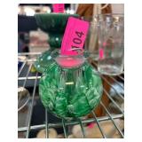 Signed Green and White Glass Vase