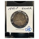 1945-P Jefferson Nickel, Labeled as Silver