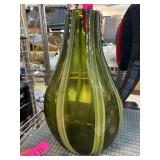 Green Glass Vase With Striped Detailing