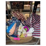 Fabric Items and Flags in Wooden Bowl