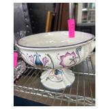 Hand-Painted Italian Ceramic Compote by Capodimont
