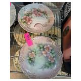 Two Hand-Painted Floral Porcelain Plates