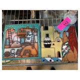 Two Decorative Ceramic Wall Tiles by Teissedre Des