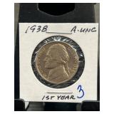 1938 Jefferson Nickel 1st Year AU