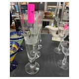 Four Etched Glass Nautical Champagne Flutes