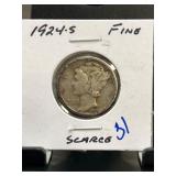 1924-S Mercury Dime in Fine Condition