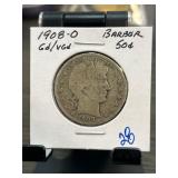 1908-O Barber Half Dollar Coin