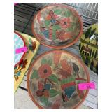 Painted Terracotta Bowls With Bird Motif