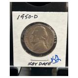 1950-D Jefferson Nickel in Holder