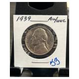 1939 Jefferson Nickel in AU/UNC Condition