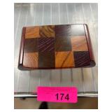 Wooden Hinged Box with Checkered Lid