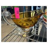 Amber Glass Gravy Boat With Handle