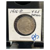 1916-D Buffalo Nickel with V.G.+ Details