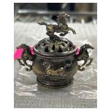 Decorative Metal Incense Burner with Horse Motif