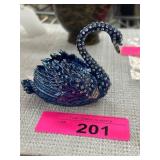 Blue Swan-Shaped Decorative Trinket Box