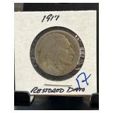 1917 Buffalo Nickel with Restored Date