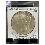 1922-D Peace Dollar MS62/63 Choice UNC