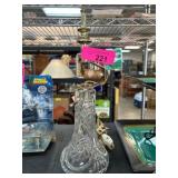Glass Lamp Base with Brass Accents