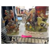 Two Ceramic Bird Figurines on Branches
