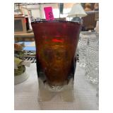 Multicolored Glass Vase with Turtle Design