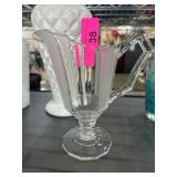 Clear Glass Creamer Pitcher With Scalloped Rim