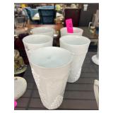 5 White Milk Glass Tumblers