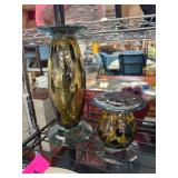 Two Glass Candleholders With Polka Dots