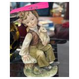 Lefton Porcelain Figurine of Child Holding a Goat