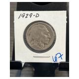 1929-D Buffalo Nickel in Cardboard Holder