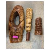 3 TIKI Carvings Cigarette Holder More