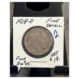 1918-D Buffalo Nickel with Fine Detail