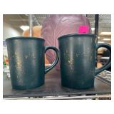 Two Ceramic Mugs with Gold Accents
