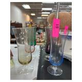 Six Colored Glass Stemware Pieces