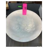 White Ceramic Footed Bowl with Rose Design