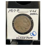 1917-D Buffalo Nickel Graded VF Details