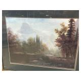 Framed Landscape Print with Gold-Tone Frame