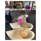 Decorative Lot with Wood Clogs and Pin Cushions
