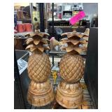 Carved Wooden Pineapple Table Lamps