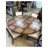 Hooker Round Table with 4 Upholstered Chairs