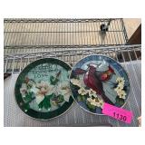 Two Decorative Floral and Bird Plates