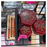 Three Decorative Boxes and Pen Set