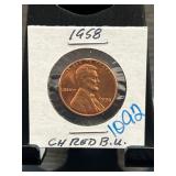 1958 Lincoln Wheat Cent Encased BU Condition