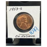 1953-S Lincoln Wheat Cent in Flip Holder