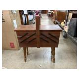 Wooden Accordion-Style Sewing Box on Legs