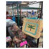 Embroidered Handbags with Floral and Dragonfly Des